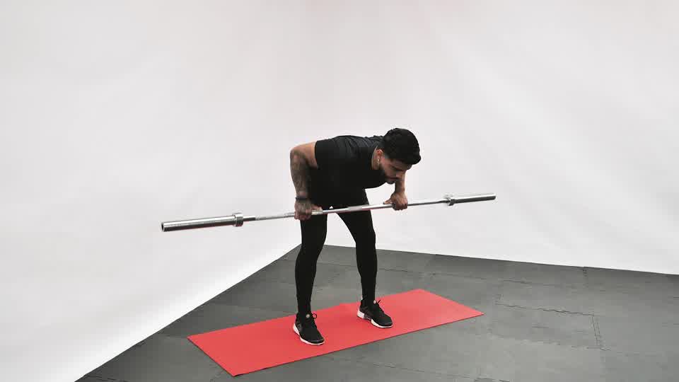 Remo para Deltoides Posterior con Barra